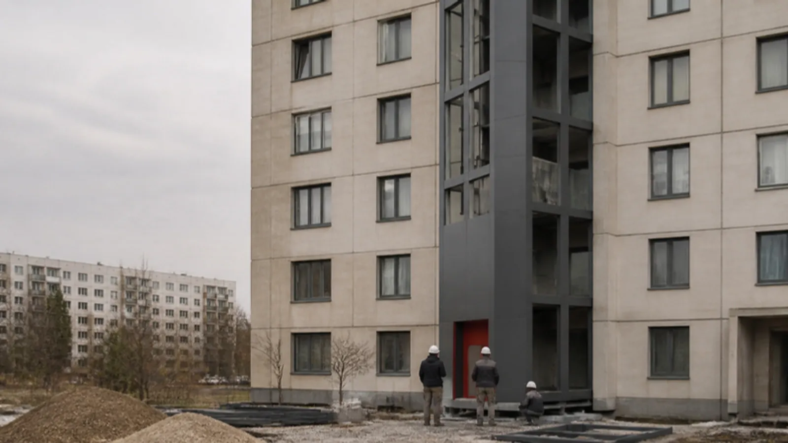 Eski apartmana dışarıdan eklenen asansör