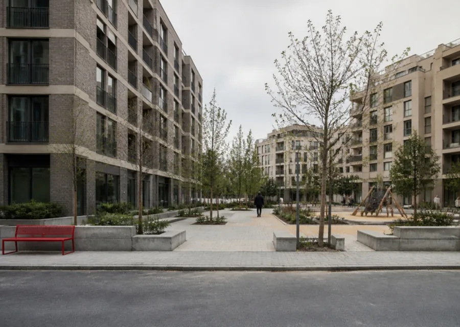 Apartman blokları arasında sokağa açılan ortak avlu